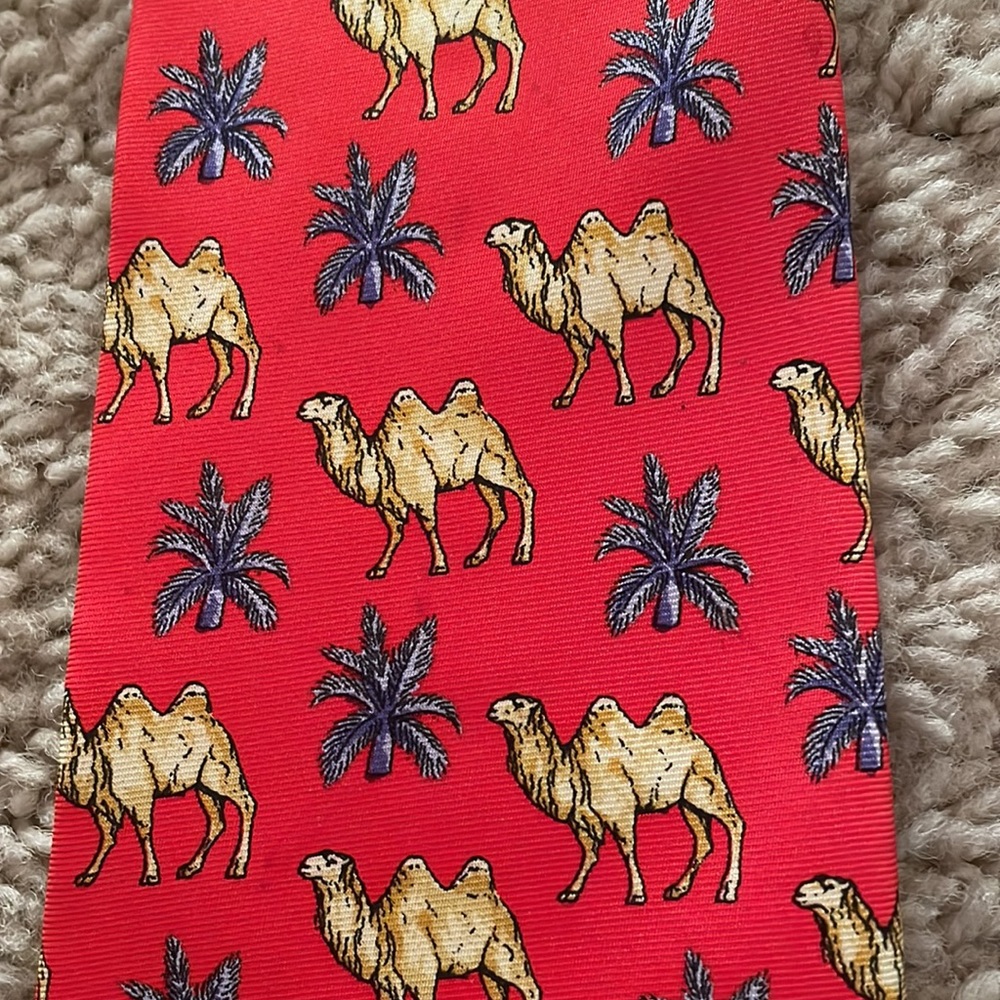 Vintage Red Tie With Camel Pattern - image 2